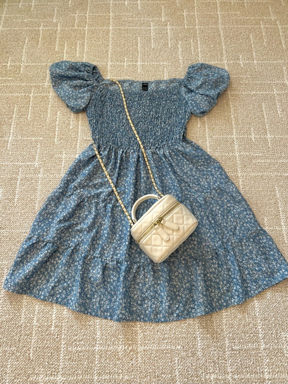 2 Dresses for $22! Blue Floral Smocked Puff Sleeve Dress
